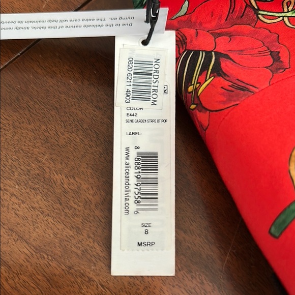 Alice + Olivia Red Dress with Black Lace - Picture 3 of 10